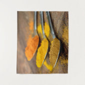 Tenture Restaurant indien Épices asiatiques sur cuillères  (Devant)