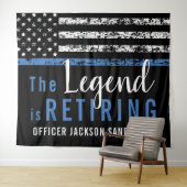 Tenture Retraite de police ligne bleue mince drapeau améri (En situation (horizontale))