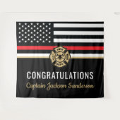 Tenture Retraite des pompiers Red Line Flag Félicats (Devant (Horizontal))