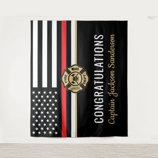 Tenture Retraite des pompiers Red Line Flag Félicats (Devant)