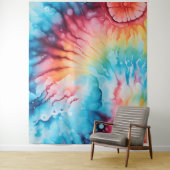Tenture Retro 1960 Rainbow Tie Dye Style Tapestry (En situation)