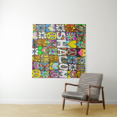 Tenture Retro 60s Psychedelic Shalom LOVE (En situation (horizontale))