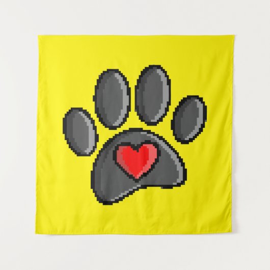 Tenture Retro 80s Vidéo Jeu 8 bits Pixel Art Chien Emprein (Devant)