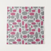 Tenture rétro, années 60, pois, gris et rose (Devant (Horizontal))