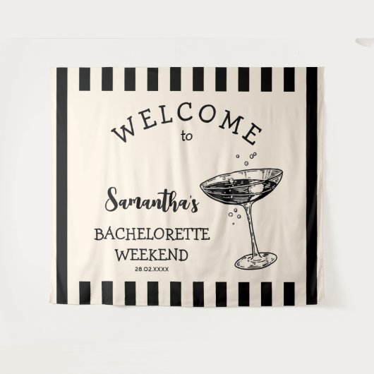Tenture Retro Bachelorette Party Backdrop Cocktail (Devant (Horizontal))