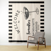 Tenture Retro Bachelorette Party Backdrop Cocktail (En situation)