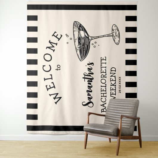 Tenture Retro Bachelorette Party Backdrop Cocktail (En situation)