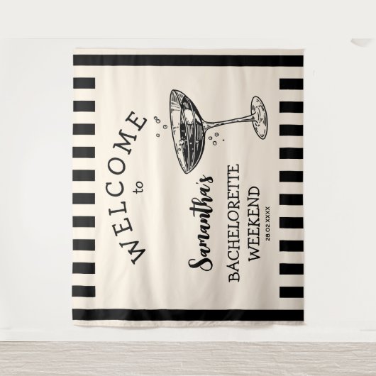 Tenture Retro Bachelorette Party Backdrop Cocktail (Devant)