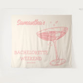 Tenture Retro Bachelorette Party Backdrop Cocktail rose (Devant (Horizontal))