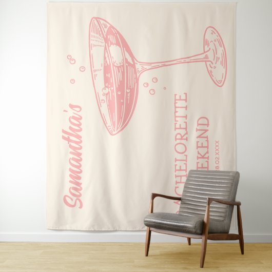 Tenture Retro Bachelorette Party Backdrop Cocktail rose (En situation)