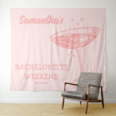 Tenture Retro Bachelorette Party Backdrop Cocktail rose (En situation (horizontale))