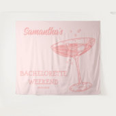 Tenture Retro Bachelorette Party Backdrop Cocktail rose (Devant (Horizontal))