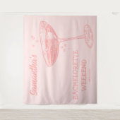 Tenture Retro Bachelorette Party Backdrop Cocktail rose (Devant)