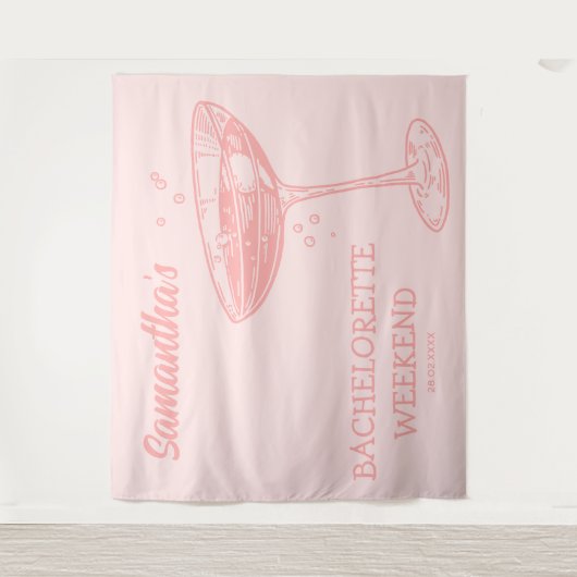 Tenture Retro Bachelorette Party Backdrop Cocktail rose (Devant)