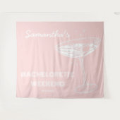 Tenture Retro Bachelorette Party Backdrop Cocktail rose (Devant (Horizontal))