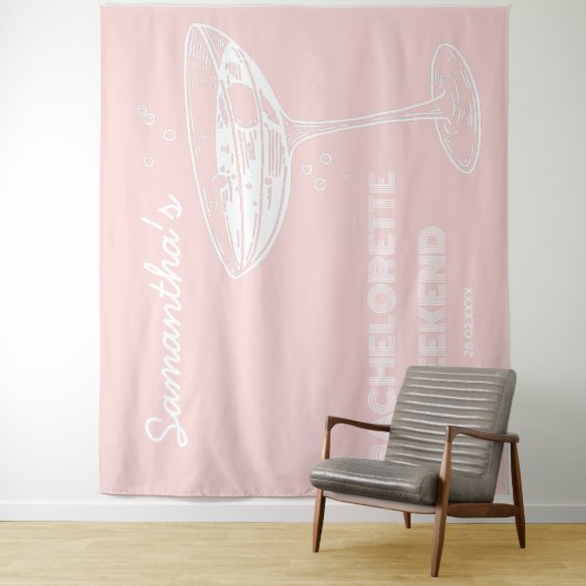 Tenture Retro Bachelorette Party Backdrop Cocktail rose (En situation)