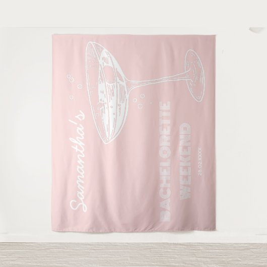 Tenture Retro Bachelorette Party Backdrop Cocktail rose (Devant)