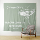 Tenture Retro Bachelorette Party Backdrop Cocktail vert (En situation (horizontale))