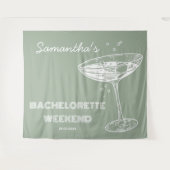 Tenture Retro Bachelorette Party Backdrop Cocktail vert (Devant (Horizontal))