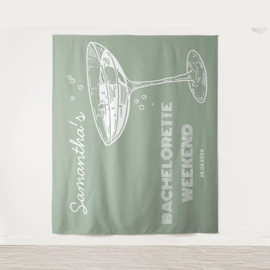Tenture Retro Bachelorette Party Backdrop Cocktail vert (Devant)