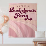 Tenture Retro Bachelorette Party Backdrop Funky<br><div class="desc">Vos filles AImeront à poser devant ce décor super ! Ce sera le coup de la fête de la bachelorette ! Modifiez facilement le nom et la date. Voir la collection entière pour plus d'articles correspondants !</div>