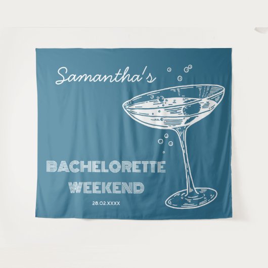 Tenture Retro Bachelortie Party Backdrop Boho bleu Turquoi (Devant (Horizontal))