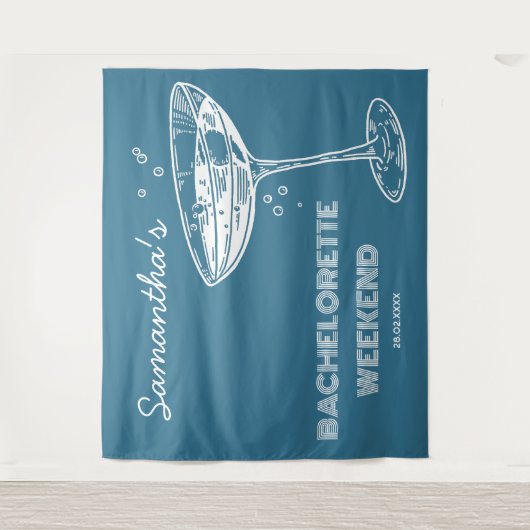 Tenture Retro Bachelortie Party Backdrop Boho bleu Turquoi (Devant)