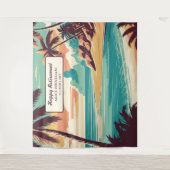 Tenture Retro beach retirement Party photo backdrop (Devant)