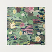 Tenture Retro Cactus Design : Texture de tissu sans fil (Devant (Horizontal))