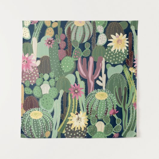 Tenture Retro Cactus Design : Texture de tissu sans fil (Devant)