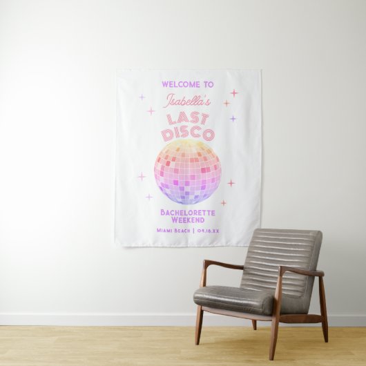 Tenture Retro Dernier Disco Bachelorette Week-end Bienvenu (En situation)