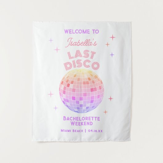Tenture Retro Dernier Disco Bachelorette Week-end Bienvenu (Devant)
