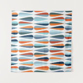 Tenture Rétro du milieu du siècle, goutte forme motif. (Devant (Horizontal))