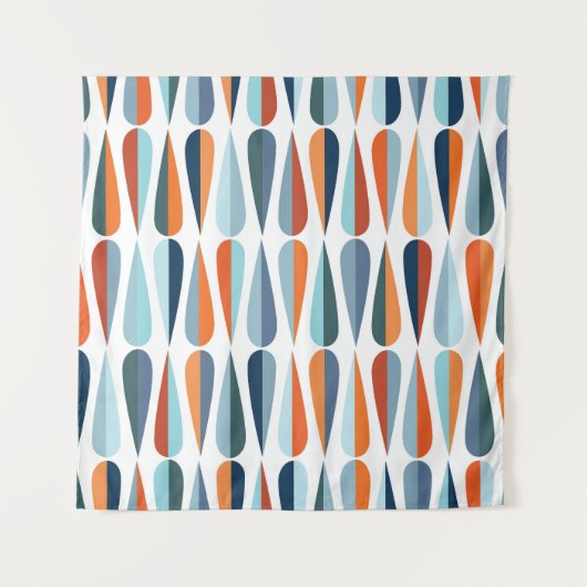 Tenture Rétro du milieu du siècle, goutte forme motif. (Devant)