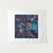 Tenture Retro Fox Skater : Neon Cityscape Adventure (Devant (Horizontal))