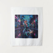 Tenture Retro Fox Skater : Neon Cityscape Adventure (Devant)