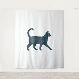 Tenture Retro Funny Denim Patch animal chat T-shirt