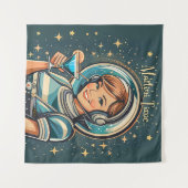 Tenture Rétro Futuriste Astro Fille Martini Time (Devant (Horizontal))