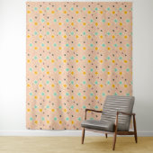 Tenture Retro geometric pattern with teal, orange, black (En situation)