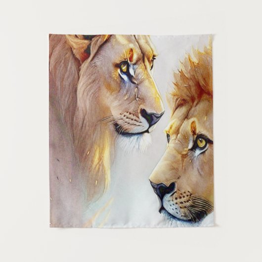 Tenture Retro Lions Art - Art classique de mur de la faune (Devant)