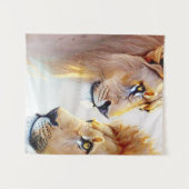 Tenture Retro Lions Art - Art classique de mur de la faune (Devant (Horizontal))