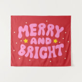 Tenture Retro Merry et Bright Holiday Design (Devant (Horizontal))