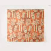 Tenture Retro Mid Century Modern Tiki Pattern (Devant (Horizontal))