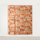 Tenture Retro Mid Century Modern Tiki Pattern (Devant)
