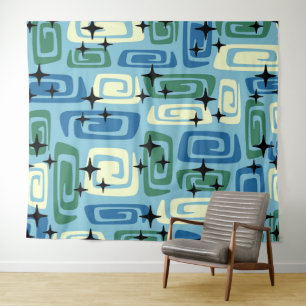 Tenture Retro Mid-Century moderne Cosmique Abstrait Motif