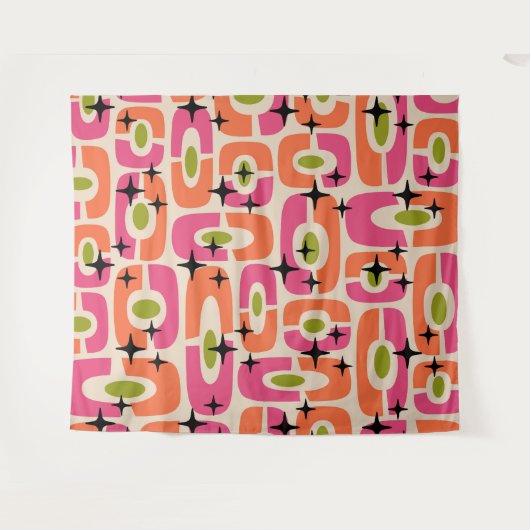 Tenture Retro Mid-Century moderne Cosmique Abstrait Motif (Devant (Horizontal))