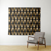 Tenture Retro Midcentury Teardrops Black Brown (En situation (horizontale))