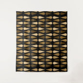 Tenture Retro Midcentury Teardrops Black Brown (Devant)