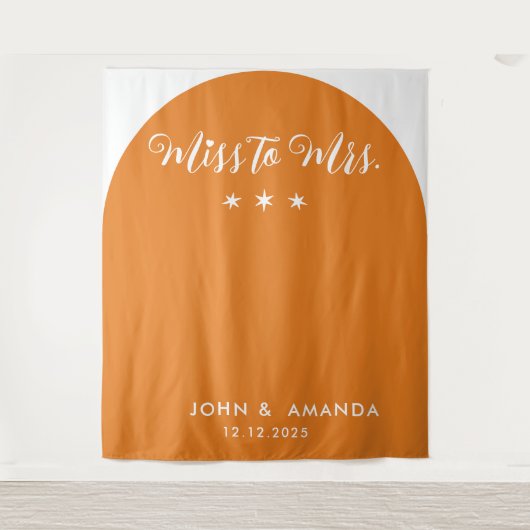 Tenture Retro Miss à Mme Fête des mariées Orange Boho les  (Devant)