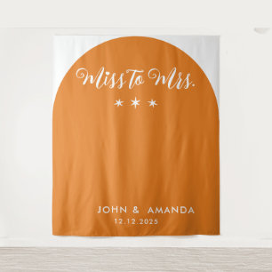 Tenture Retro Miss to Mrs Shower de Mariage Orange Bohème 